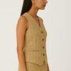 beige pinstriped waistcoat