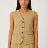 beige pinstriped waistcoat