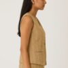 beige pinstriped waistcoat