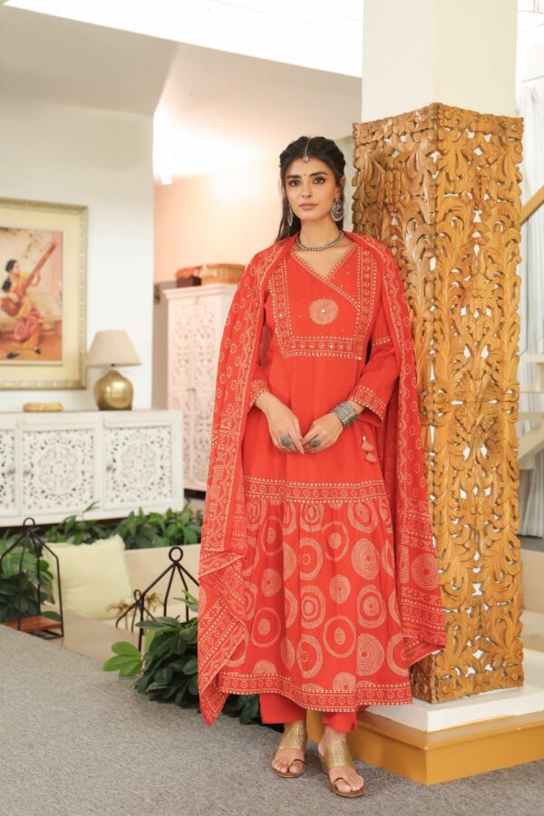 Avivsta Orange Embroidered Kurta Set